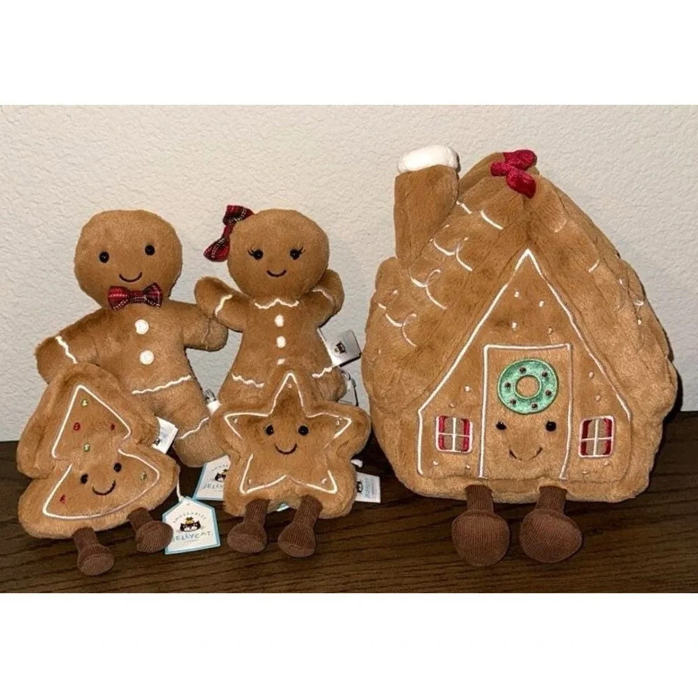 Jellycat GINGERBREAD LOT House Star Tree Cookie Fred Ruby w Dust Bag AUTHENTIC